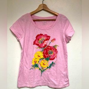 Lands End Floral Pink Tshirt